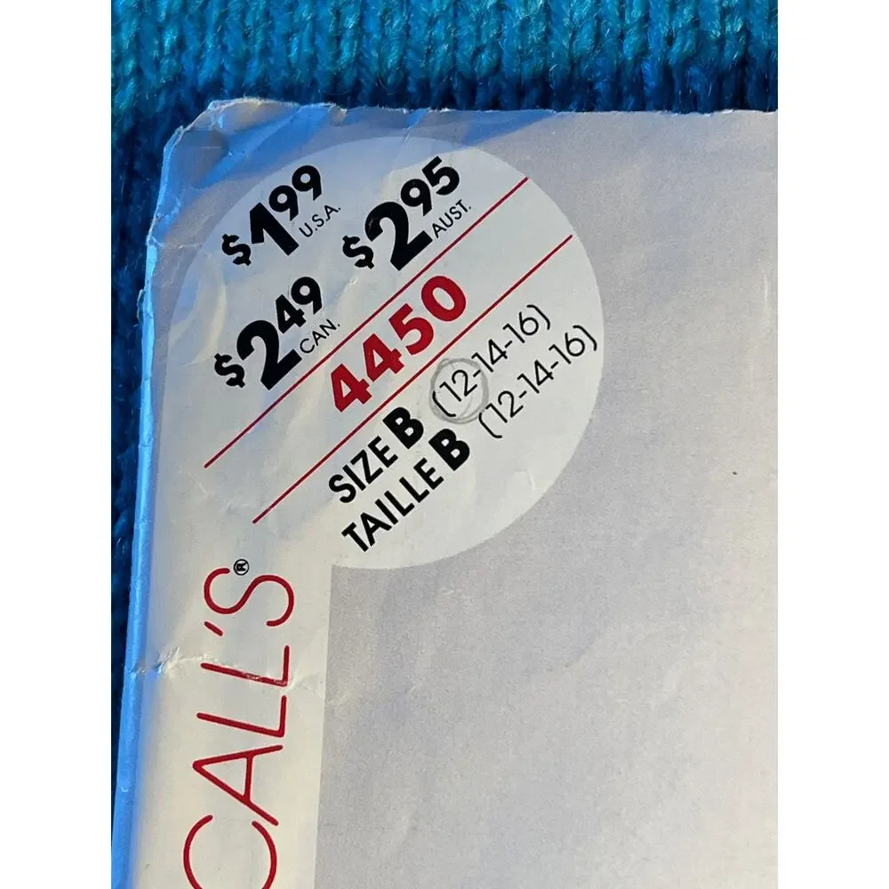 McCalls Sewing pattern 4450 dress straight long sleeve pockets 1980s size 12